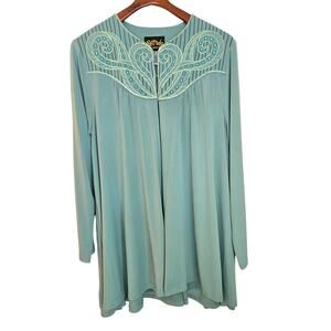 Women's Bob Mackie Wearable Art Green Tunic Robe with Embroidery